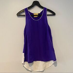 Maeve Colorblock Silk Hi Lo Tank Top Size 2